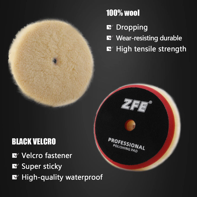 Polishing Pads, ZFE 6Pcs 6"(150mm) Waffle Foam Buffing Pads Polishing Pads Wool Pad Kit for RO/DA Car Polisher Boat Polishing