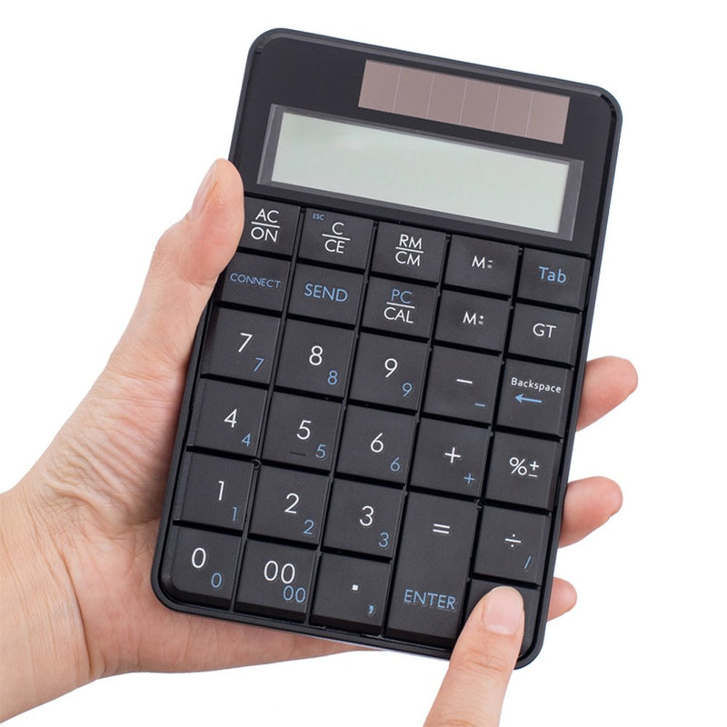 I Focus 2 in 1 Wireless Numeric Keypad with Calculator Function, USB Financial Accounting Numpad Solar Power 29 Keys Number Pad for Laptop Desktop PC Windows XP