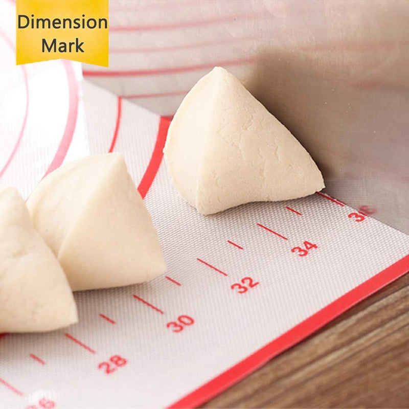 Silicone Pastry Mat Non Stick Extra Thick Baking Mat with Measurement Fondant Mat, Counter Mat, Dough Rolling Mat, Oven Liner, Pie Crust Mat (16''(W)20''(L)) M-16''(W)*20''(L) 1#Red