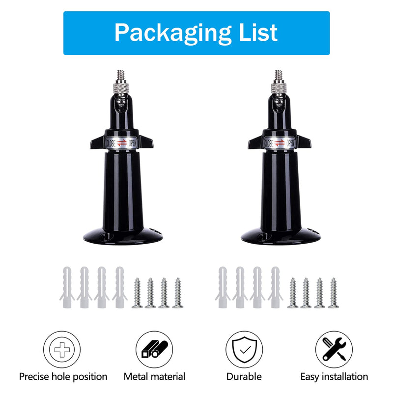 (Metal 2 Pack) 360 Degrees Adjustable Security Wall Mount for Ring Stick Up Cam/Ring Indoor Cam/Wyze Cam/Eufy Cam/Arlo Cameras, Fits All Cameras with Standard 1/4 Threaded Holes-Black