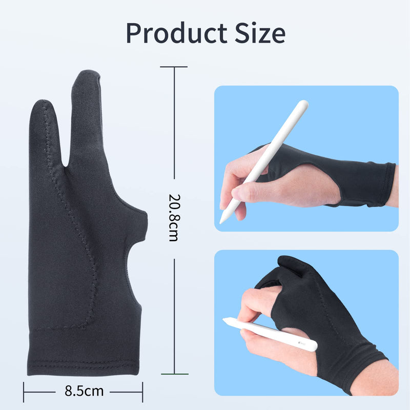 2-Pack Drawing Glove Palm Rejection for iPad Surface All Capacitive Touch Screen Artist Right/Left Hand Graphic Tablet, Graphics Monitor Digital Drawing Sketching, Inking, Coloring Two Finger Gloves