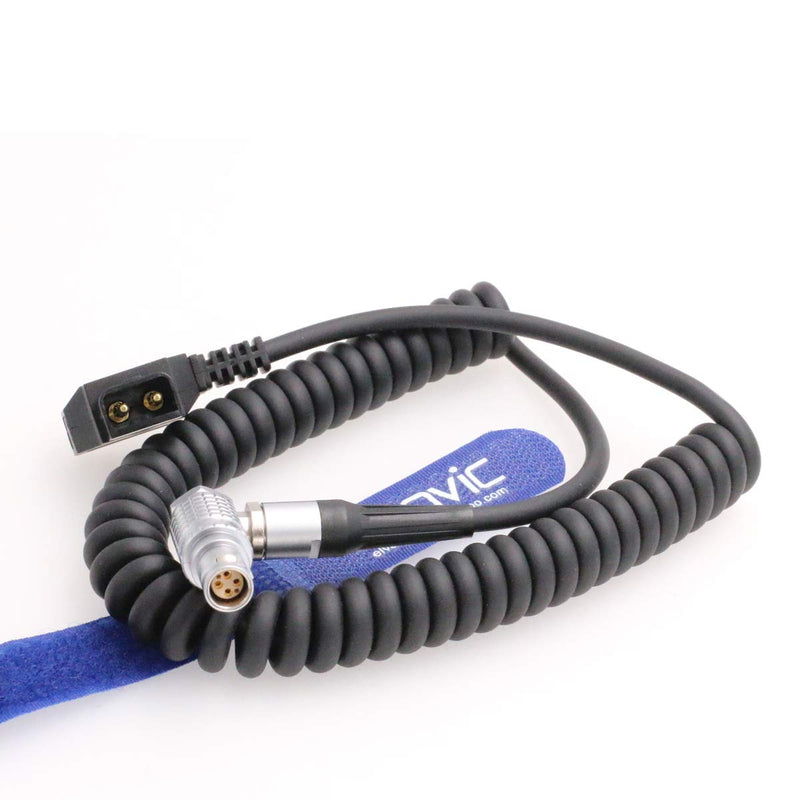 Eonvic D-Tap to Right Angle Female 1B 6Pin(4+2) Power Coiled Cable for RED Scarlet Epic DSMC Camera from V-Mount or Gold Mount Battery