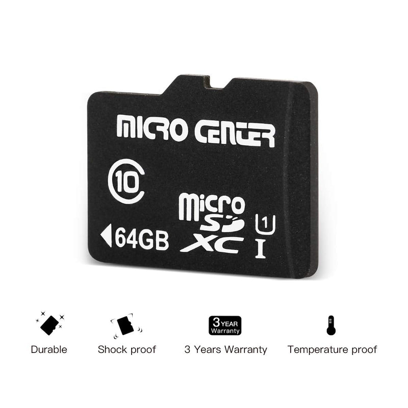 Micro Center 64GB Class 10 MicroSDXC Flash Memory Card 10 Pack with Adapter for Mobile Device Storage Phone, Tablet, Drone & Full HD Video Recording - 80MB/s UHS-I, C10, U1 (10 Pack) 64GB - 10 pack