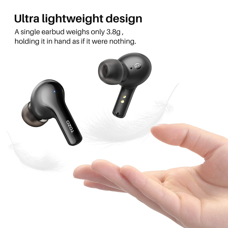 TOZO A2 Mini Wireless Earbuds Bluetooth 5.3 in Ear Light-Weight Headphones Built-in Microphone, IPX5 Waterproof, Immersive Premium Sound Long Distance Connection Headset with Charging Case, Black