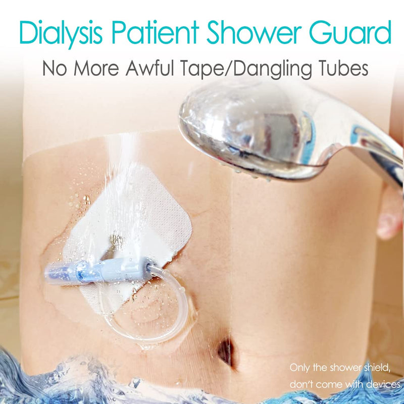 Peritoneal Dialysis Shower Protector Shields, Waterproof Dialysis Port Cover for PD Chest Catheter Peg Feeding Tube G-Tube Picc Line Post Surgery Patient Bathing 7.9"x7.9"(Pack of 25) 8x8 Inch (Pack of 25)