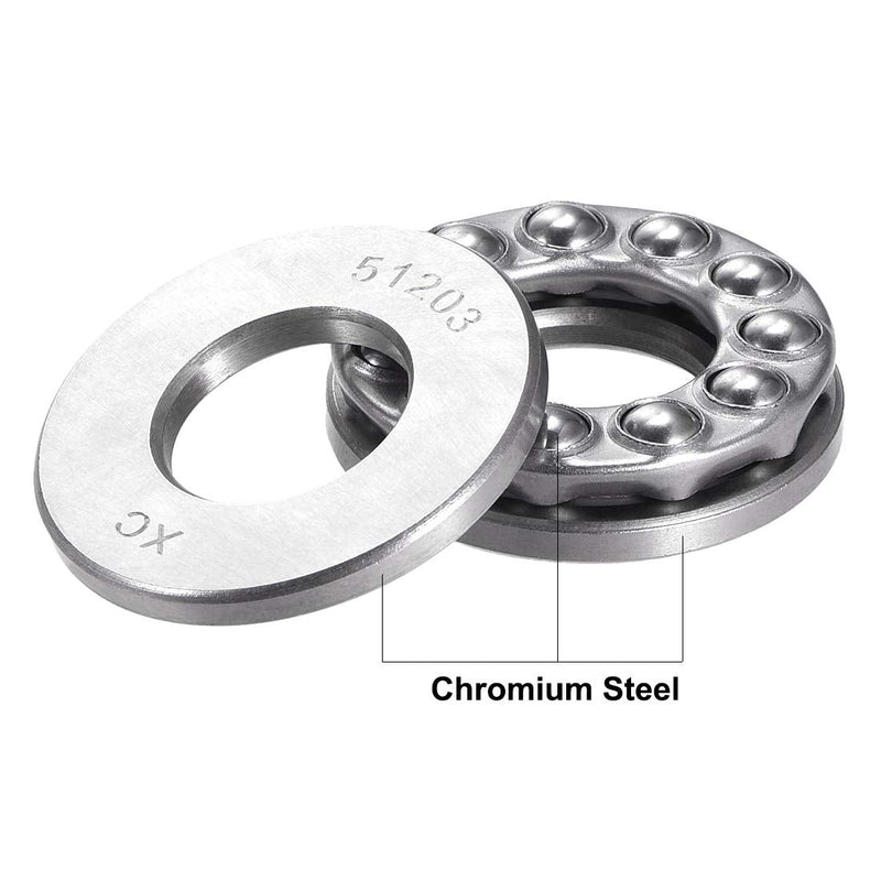 uxcell 51203 Thrust Ball Bearings 17mm x 35mm x 12mm Chrome Steel Single Direction 17mmx35mmx12mm