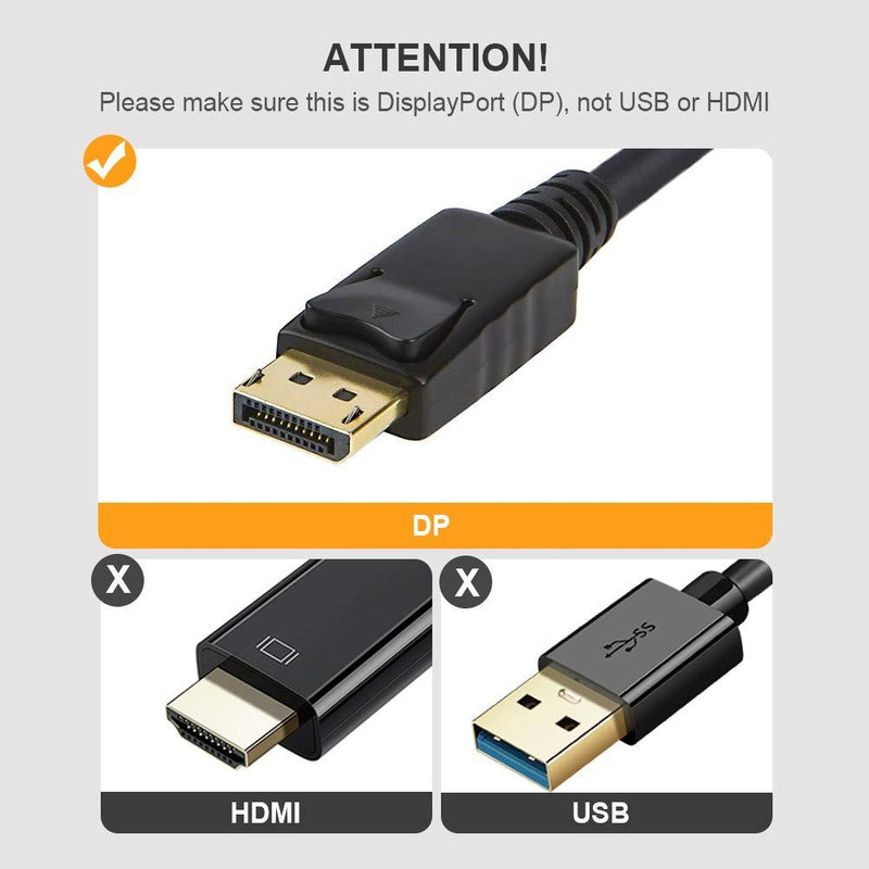 CableCreation Active DisplayPort to DVI Cable, 6ft DP to DVI-I Cord, Eyefinity Support Multi-Screen, 1.8M Black