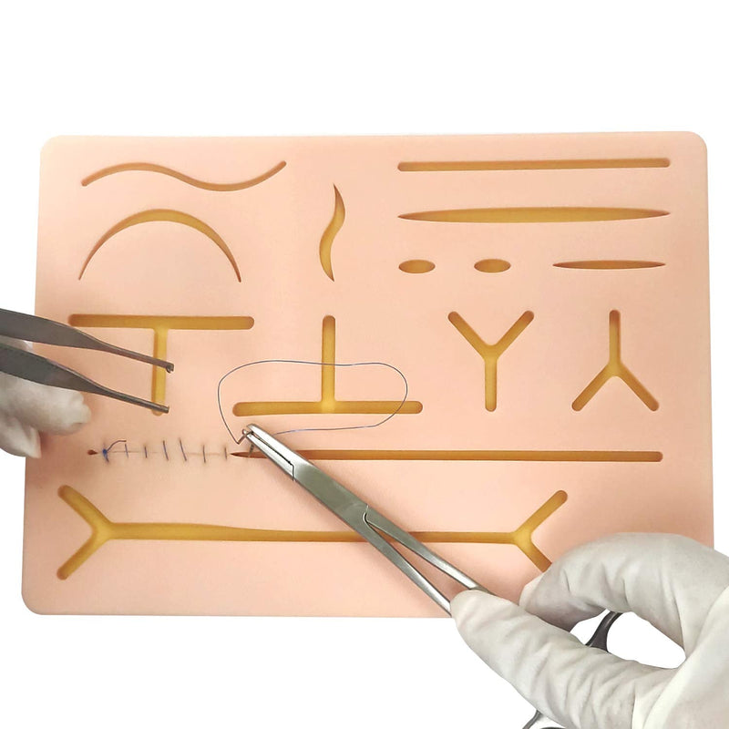 Suture Kit for Suture Training, Silicone Stitching Pad with Durable Embedded Mesh, Includes Suture Tools Kit & Various Suture Threads and Needles, Practice Suture Training Kit (Education Use Only)