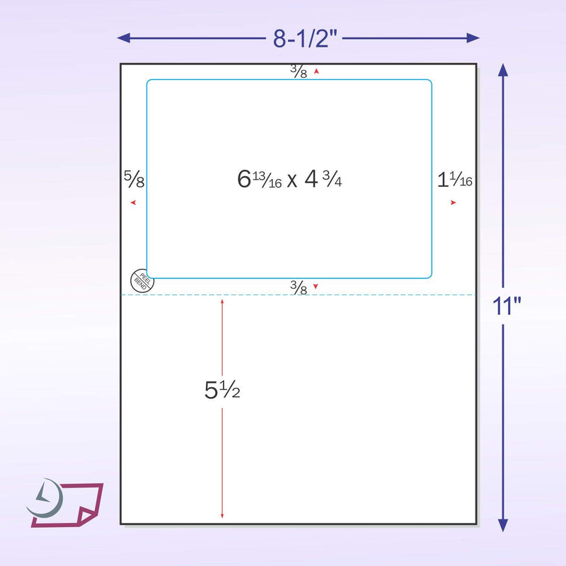 Click Ship Integrated Label Sticker with Tear Off Receipt, Designed for Printing Online Labels. 8-1/2" x 11" Sheet with one Label 6.8125" x 4.75", Use for USPS, Ebay, Paypal, Etsy, ETC. (50 Labels) Pack of 50 Sheets