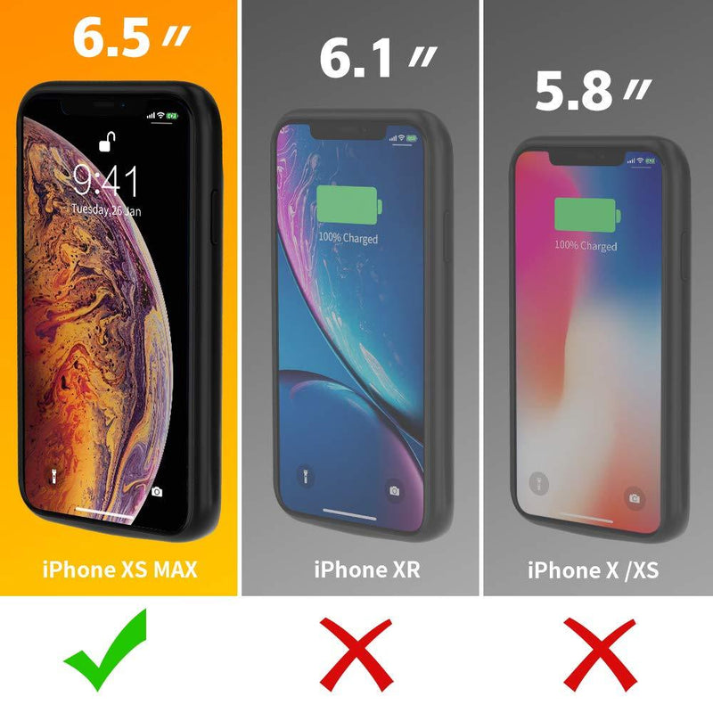 NEWDERY Battery Case for iPhone Xs Max（6.5inch）, 10000mAh Charging Extended Battery Pack Case Compatible with iPhone Xs Max, Portable Rechargeable Battery Case Protective Backup Charger Case