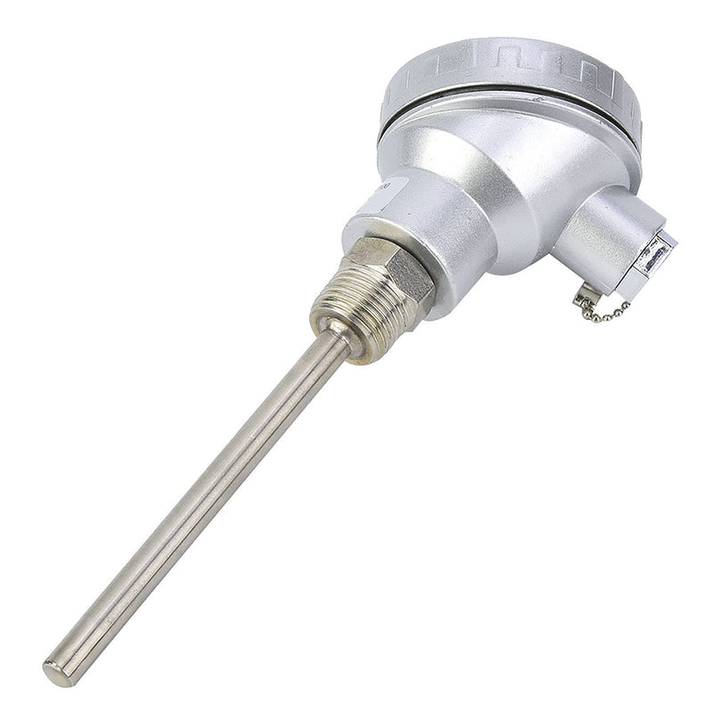 High Efficiency RTD PT100 Temperature Sensor Probe 1/2" NPT Thread Thermocouple Terminal Head for Temperature Controllers Industrial(Protection Tube 100mm)