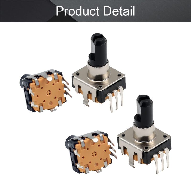 Fielect 360 Degree Rotary Encoder Code Switch Digital Potentiometer EC12 7 Pins 14.3mm Shaft Orange 5Pcs