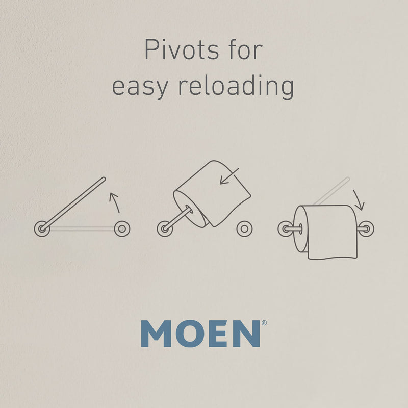 Moen YB5108BN Voss Collection Double Post Pivoting Toilet Paper Holder, Brushed Nickel