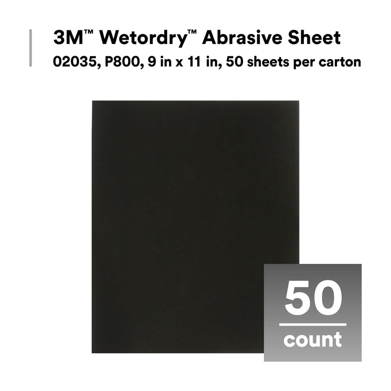 3M Wetordry Abrasive Sheet 213Q, 02035, P800, 9 in x 11 in, 50 sheets per carton