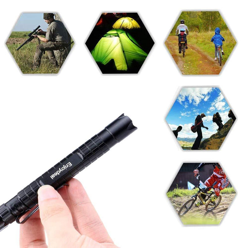 Enjoydeal 5PCS LED Pen Light Flashlight Ultra Slim XP-E R3 1000LM Penlight Waterproof Pocket Flashlight For Indoor Outdoor Inspection Work Repair and Emergency 5.5inch New Black Grid 5.5inch