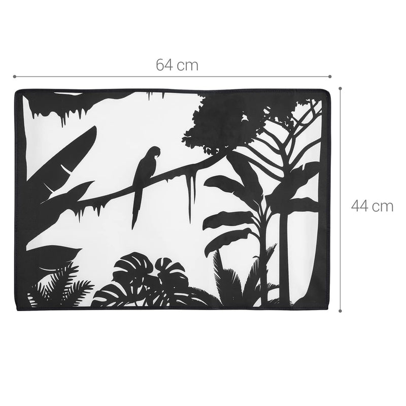 kwmobile Computer Monitor Cover Compatible with 24-26" Monitor - Jungle Silhouette Black/White Jungle Silhouette 01-02