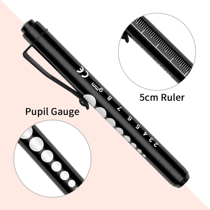 Diagnostic Light Medical Pupil Light, RISEMART Reusable LED Penlight with Pocket Clip as Nurses Doctors Students Penlight(Black, White and Rose Gold) Black, White and Rose Gold