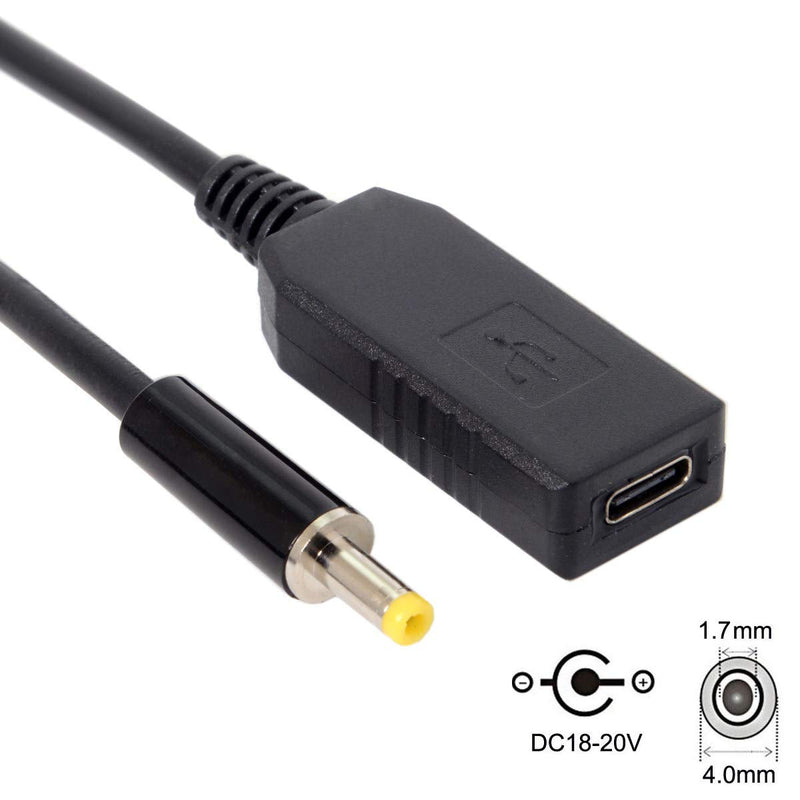 Cablecc USB 3.1 Type C USB-C to DC 20V 4.0x1.7mm Power Plug PD Emulator Trigger Charge Cable for Laptop DC 4.0-1.7MM