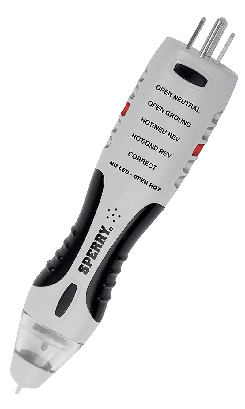 Sperry Instruments VD7504GFI DualCheck 2-in-1 Non-Contact Voltage Detector + GFCI Outlet Circuit Analyzer, 360° Visual & Audible Indicators, 50-1000V AC, 250 lb. Crush Rating Non-Contact Volt Tester & GFCI Tester Combo