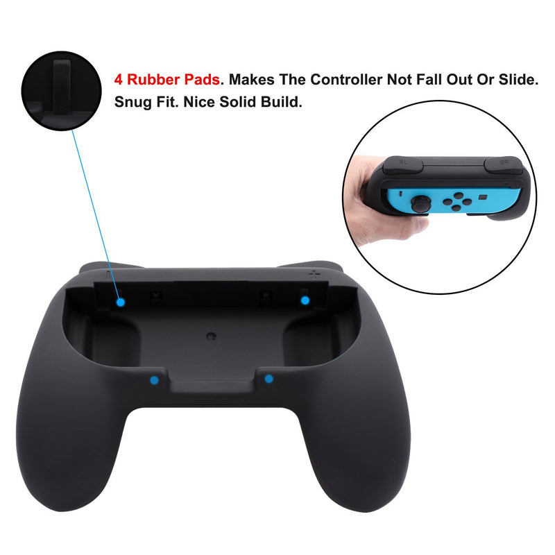 FASTSNAIL Grips Compatible with Nintendo Switch for Joy Con & OLED Model for Joycon, Wear-Resistant Handle Kit Compatible with Joy Cons Controllers, 2 Pack(Black) Black