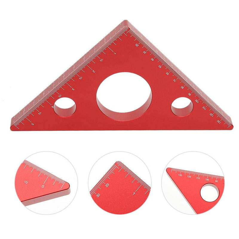 45 Degree Aluminum Alloy Angle Ruler Inch Metric, Carpentry Squares DIY Woodworking Triangle Ruler Measuring Gauging Tool for Industrial Household