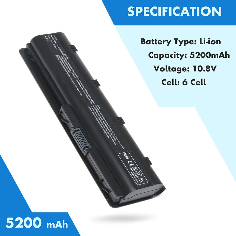 593553-001 593554-001 MU06 MU09 Extended Laptop Battery for HP Pavilion G6 G7 G62 G72 G4 / 2000 Notebook PC / DV6 DV7 DM4 / Compaq Presario CQ32 CQ42 CQ43 CQ56 CQ57 CQ62 CQ72[10.8V 5200mAh 6Cell]