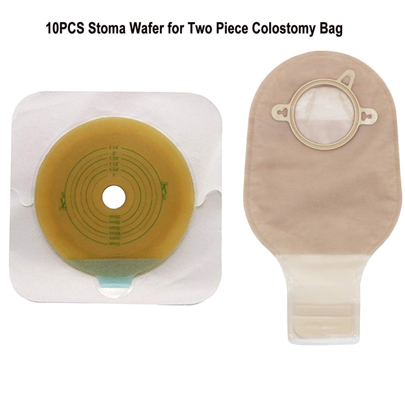 LotFancy 10 Pcs Skin Barrier with Non-Woven Border for Two-Piece Drainable Pouch, Ileostomy Supplies, Ostomy Wafers for Colostomy Ileostomy Stoma Care, Cut-to-Fit