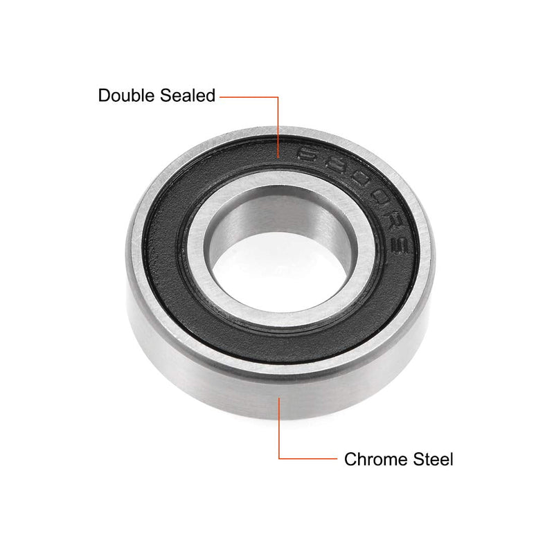 uxcell 6800-2RS Deep Groove Ball Bearing 10x19x5mm Double Sealed ABEC-3 Bearings 5-Pack