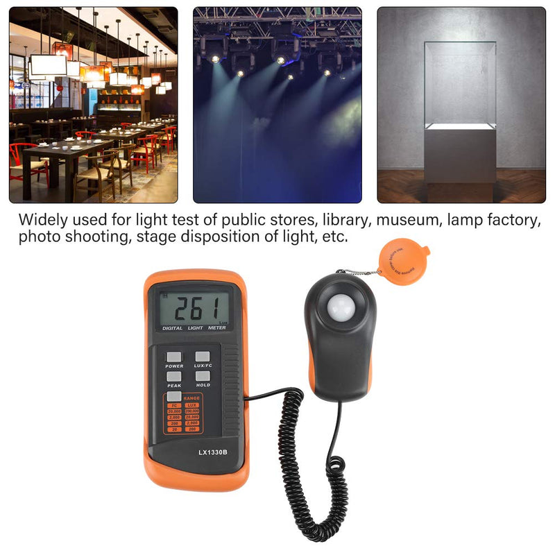 LiebeWH LX1330B Digital Luxmeter LCD Display Light Meter Lux Meter Photometer 0-200,000 Lux Testing Illuminometer