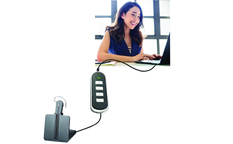 Adapter RJ9 Headset Desk Phone Connect To Coputer PC Laptop Mac Tablet Window Sofphones Devices Compatible With Plantronic Jabra Sennheiser Wireless DECT Headset With Inline Volume/Mute Control Button