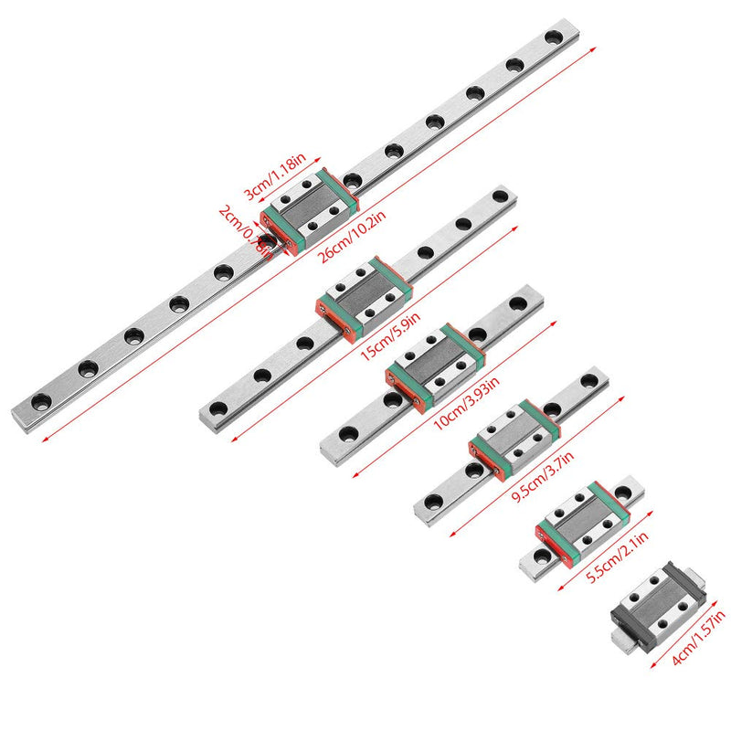 LML9B 9mm Linear Rail Mini Bearing Steel Guide Rail Slide Rail+ Slide Block Variety Length (100mm) 100mm