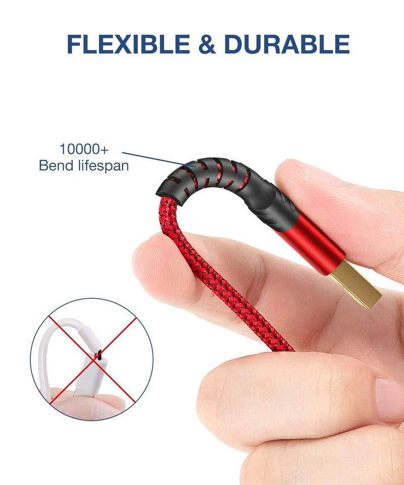 JSAUX USB 3.0 Micro Cable, 2 Pack (1ft+3.3ft) External Hard Drive Cable USB A Male to Micro B Charger Cord Compatible with Toshiba, WD, Seagate Hard Drive, Samsung Galaxy S5, Note 3, Note Pro 12.2 ect red