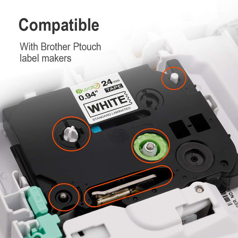 Buyalot Compatible Label Tape Replacement for Brother Ptouch TZe-251 1 Inch Tape 24mm 0.94 Laminated White TZe251 Tape Work for Brother PTD600 PTP700 PT-P710BT PTP900W PTP950NW Label Maker, 4-Pack