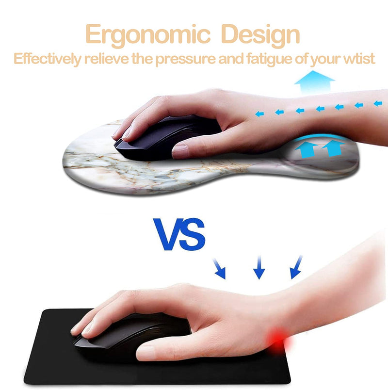 Dooke Ergonomic Mouse Pad with Wrist Support, Cute Mouse Pads with Non-Slip Rubber Base for Home Office Working Studying Easy Typing & Pain Relief Marble