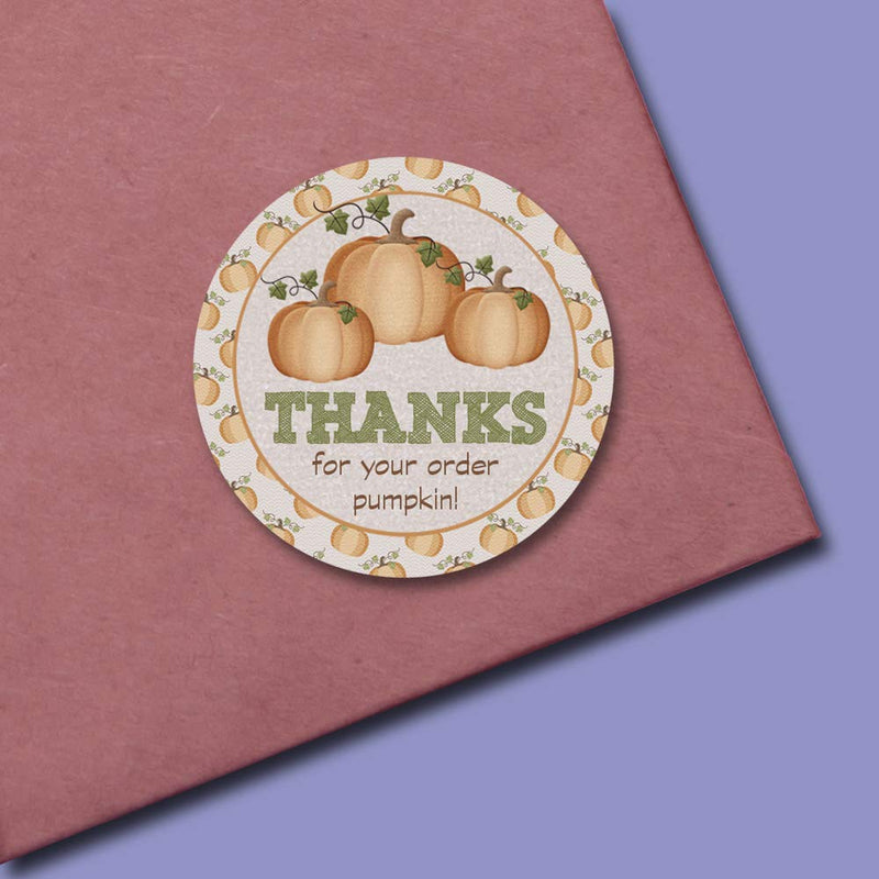 Thanks for Your Order Pumpkin! Fall Themed Thank You Customer Appreciation Sticker Labels for Small Businesses, 60 1.5" Circle Stickers by AmandaCreation, for Envelopes, Postcards, Direct Mail, More!
