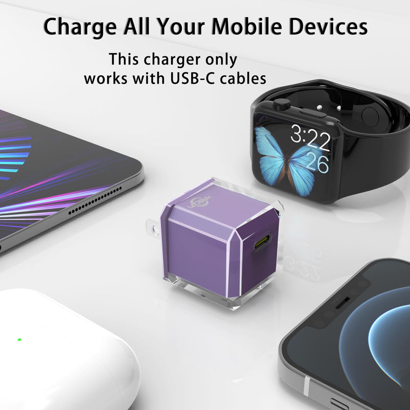 USB C Charger Block 20W PD 3.0 Durable Compact Fast Charging Compat with iPhone 14/14 Pro/14 Pro Max/13/13 Mini/13 Pro/13 Pro Max/12/SE/12 Mini, iPad Pro, iPad Air, iPad Mini, No Cable, Deep Purple