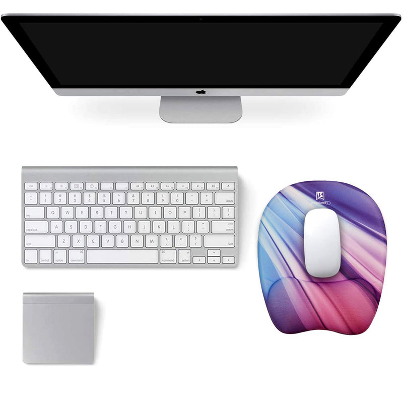 Ergonomic Mouse Pad, Memory Foam Mouse Pad with Wrist Rest Support, Gaming Mouse Pad with Lycra Cloth, Non-Slip PU Base Ergonomic Design for Laptop,Desktop Computer-MC Rainbow