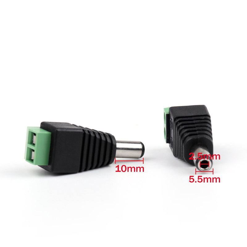 Areyourshop 10 Pcs 5.5mm x 2.5mm CCTV Camera DC Power Male Jack Connectors