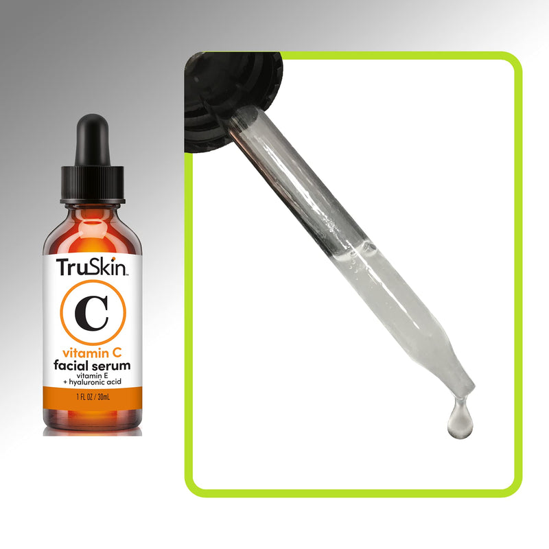 TruSkin Vitamin C Serum for Face, Anti Aging Serum with Hyaluronic Acid, Vitamin E, Organic Aloe Vera and Jojoba Oil, Hydrating & Brightening Serum for Dark Spots, Fine Lines and Wrinkles, 1 fl oz 1 Fl Oz (Pack of 1)