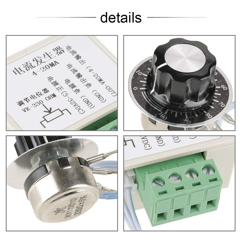 4-20mA Signal Generator, 4-20mA Current Generator Adjustable Analog Quantity Current Signal Generator Module for PLC, Frequency Converter, Servo