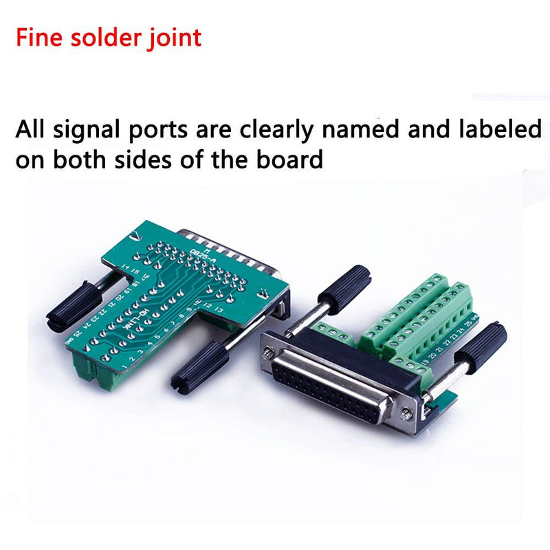 Anmbest 1PCS DB25 Solderless RS232 D-SUB Serial to 25-pin Port Terminal Female Adapter Connector Breakout Board with Case Long Bolts Nuts (Female)