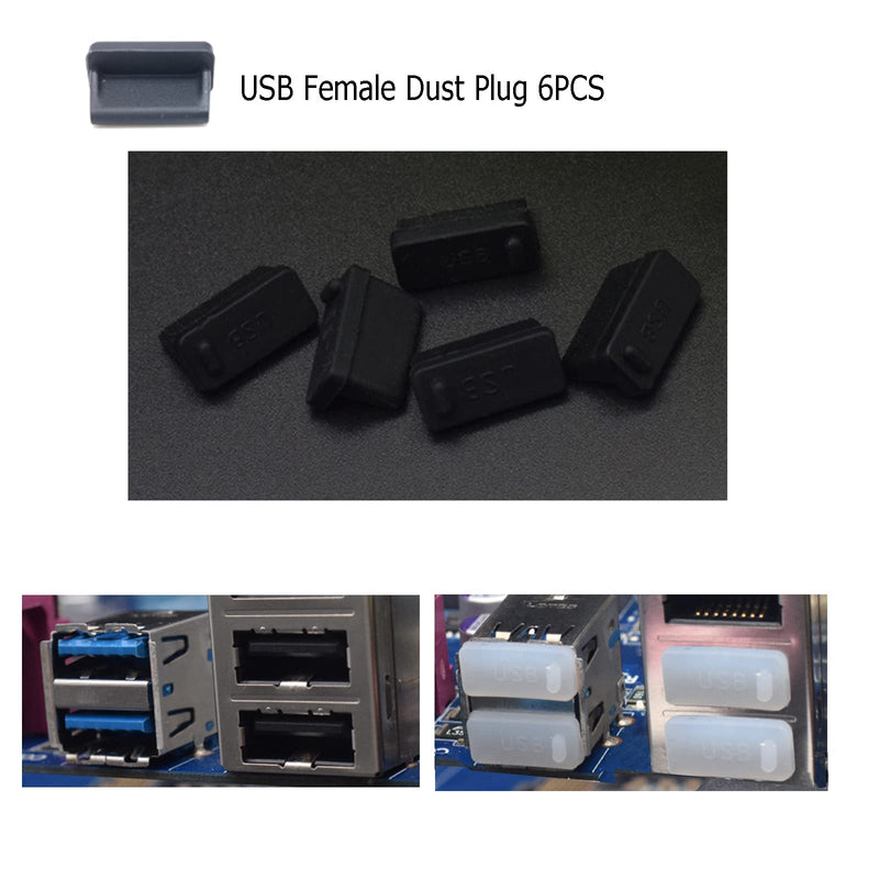 30 PCS 6 Types USB Anti Dust Cover Plugs, USB Type-C Dust Stopper, Silicone Soft Micro USB Cap Port Protector, Anti Dust Cover Protector Plugs Cap for USB A, Micro USB, Type C Ports (30PCS) 30PCS