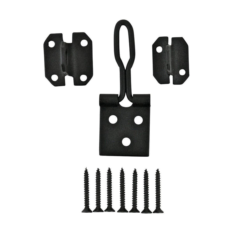 Black Wrought Iron Wire Hasp Lock 3" X 1" Rust Resistant Antique Wire Style Hasp Latches Safety Padlock Clasps for Cabinets, Chests Or Doors with Screws | Renovators Supply Manufacturing