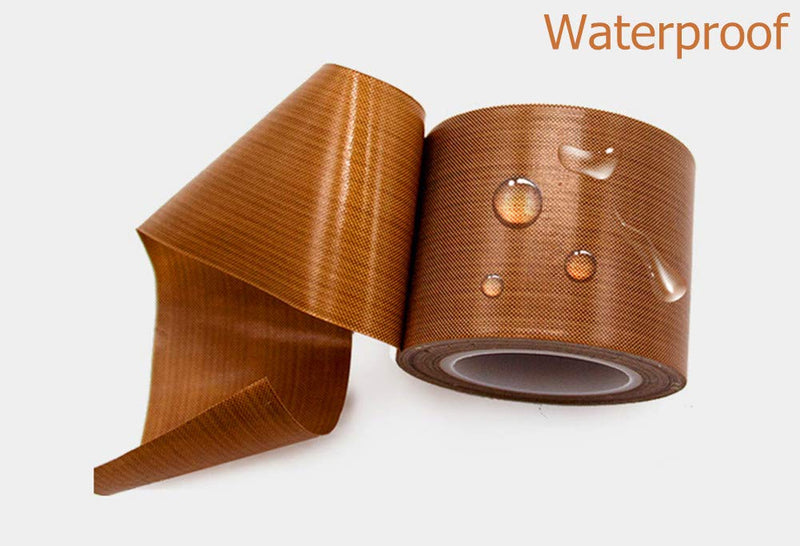 PTFE Coated Fiberglass Telfon Tape,high Temperature Tape,Drying Mechanical Conveyor Belt, Welding Sealing Tape,Teflon Tape for Vacuum Sealer Machine(Brown, 50mm x 11yards(33feet) x 0.18mm) 2inch x 33 feet,Brown