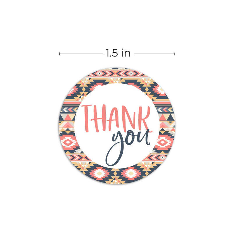 Aztec Boho Thank You Stickers - 1.5" Circle Labels / 500 per Pack