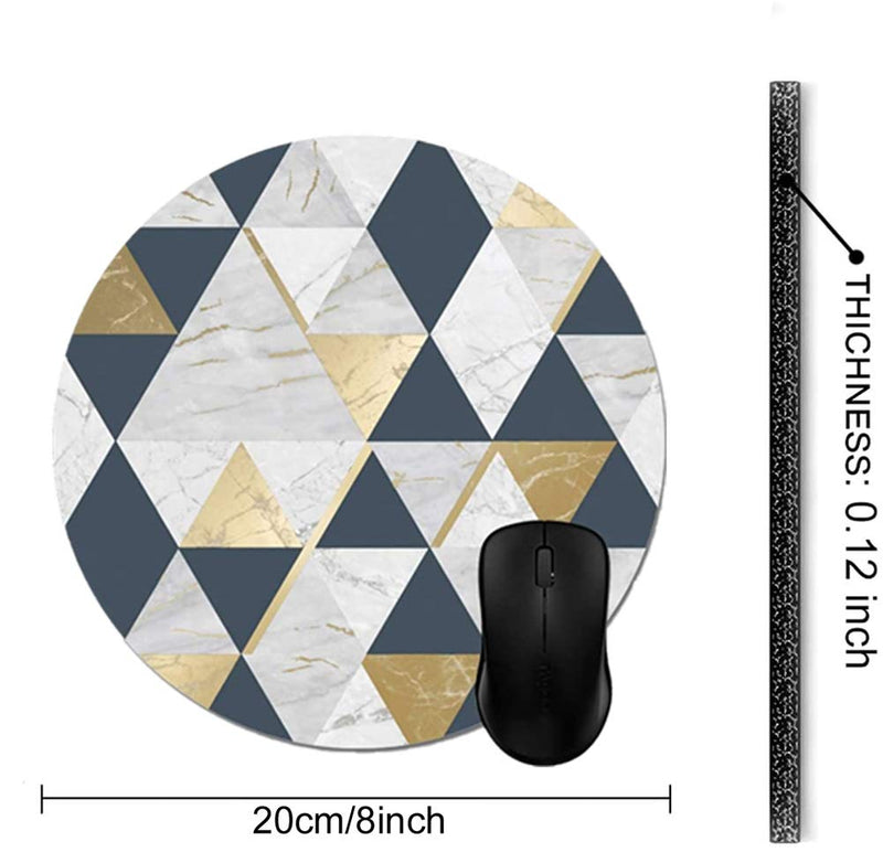 Marble Metallic Navy Blue Gold Mouse Pads Stylish Office Accessories(8" Round) 8"