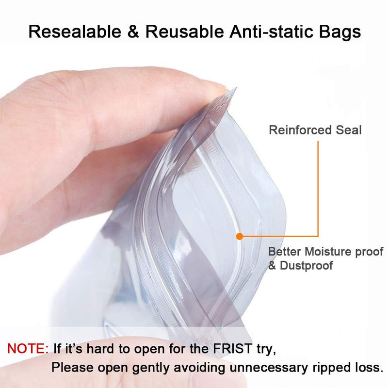 Terokota 20Pcs Small 3x5in Anti Static Bags ESD Shielding Antistatic Bags with Static Free Stickers for 1.8 Inches SSD HDD