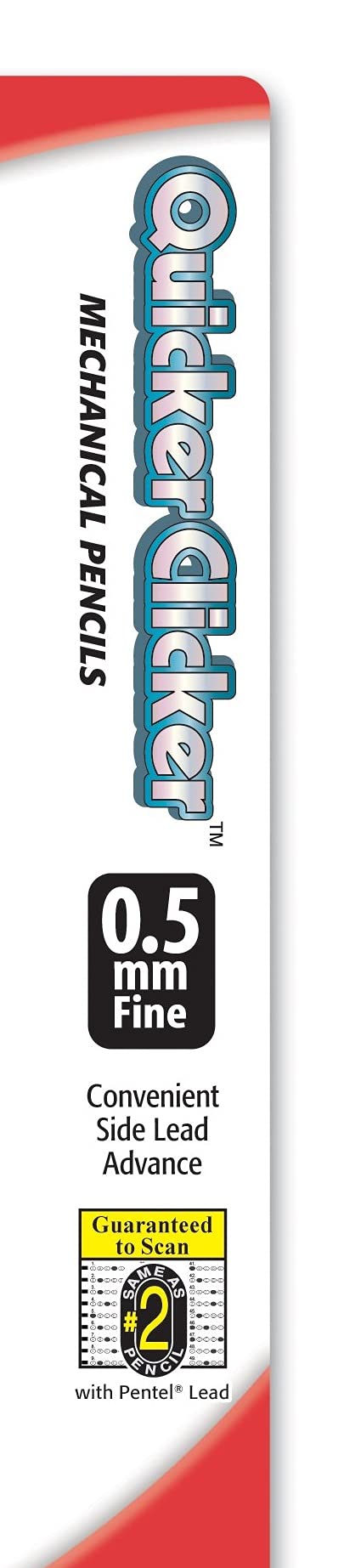 Pentel Quicker Clicker Automatic Pencil, 0.50 mm, Assorted, 2 per Pack (PD345BP2-K6) , Grey