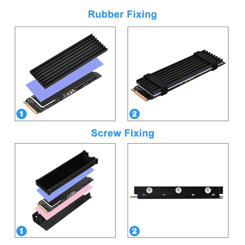 ELUTENG M.2 SSD PS5 Heatsink Double-Sided, PS5 M.2 2280 SSD Cooler Heatsink with 4 Silicone Thermal Pads for PC Computer and PS5, for M.2 PCIe NVMe/SATA SSD Heatsink, Black