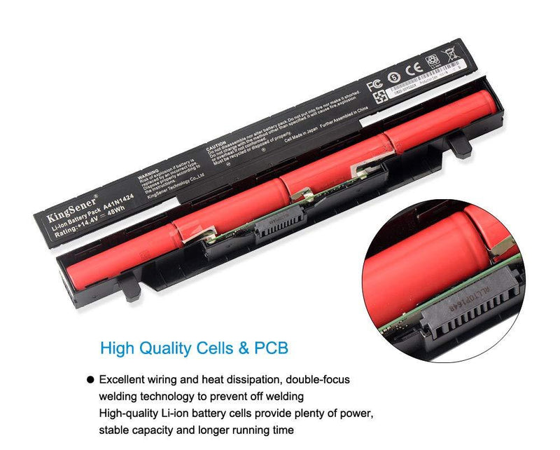 KingSener A41N1424 Laptop Battery for ASUS ASUS (ROG) GL552 GL552V GL552VW GL552J GL552JX ZX50V ZX50VW ZX50JX X50J ZX50 JX4200 JX4720 FX-Plus FX-PRO 6300 6700 14.4V 48WH